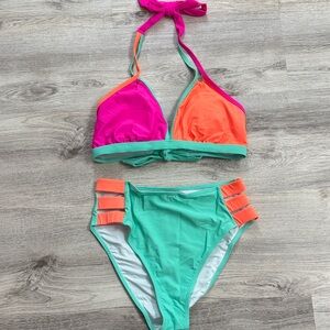 Vibrant Pink and Orange Bikini Set